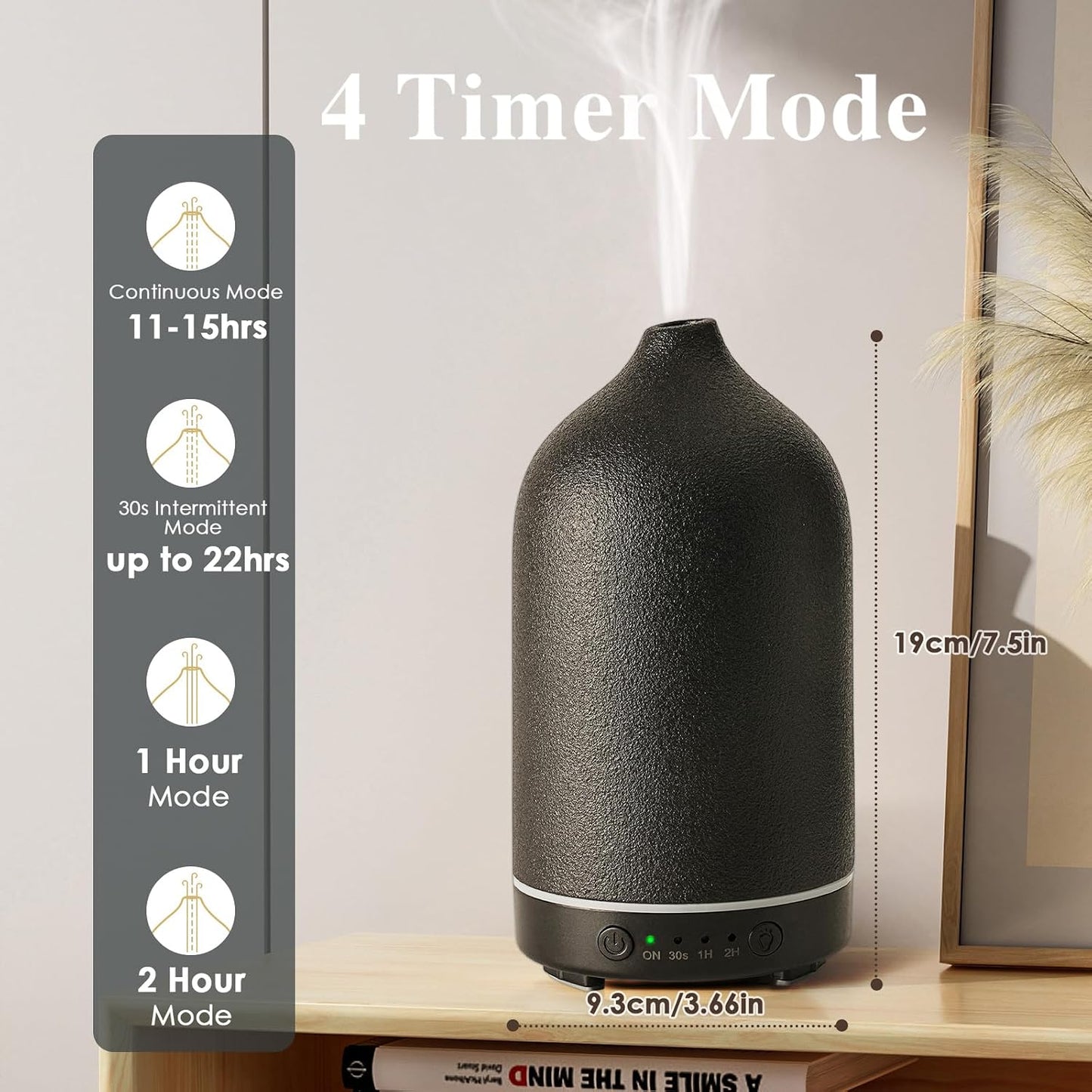 Diffuserlove Ceramic Essential Oil Diffuser 160ML Aromatherapy Diffuser for Home Bedroom Room Cool Mist Humidifier Stone Air Diffusers (Size:6.8" H x 3.6" W)