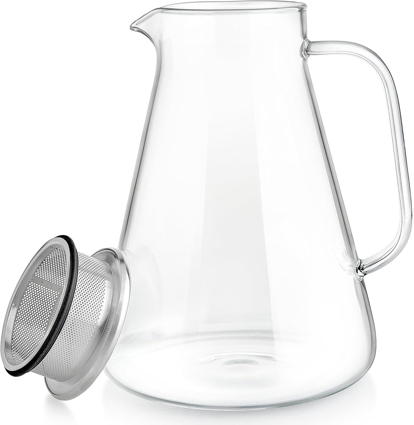 Teabloom One-Touch Tea Maker, 2-in-1 Teapot and Kettle with Stainless Steel Filter Lid for Loose Tea – Stain-Free Borosilicate Glass Teapot (27 Oz) – Tea Connoisseur's Choice