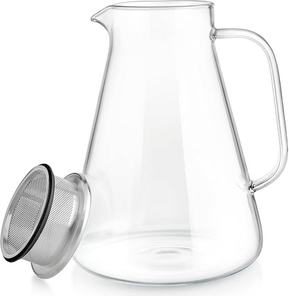 Teabloom One-Touch Tea Maker, 2-in-1 Teapot and Kettle with Stainless Steel Filter Lid for Loose Tea – Stain-Free Borosilicate Glass Teapot (27 Oz) – Tea Connoisseur's Choice