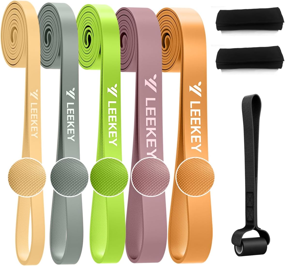 LEEKEY Pull Up Assistance Bands,5-125LB Resistance Bands with Grip、Door Anchor、Gym Bag - Exercise Bands for Full-Body Training, Fitness, Physical Therapy -USA Original Patent