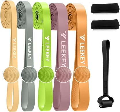 LEEKEY Pull Up Assistance Bands,5-125LB Resistance Bands with Grip、Door Anchor、Gym Bag - Exercise Bands for Full-Body Training, Fitness, Physical Therapy -USA Original Patent