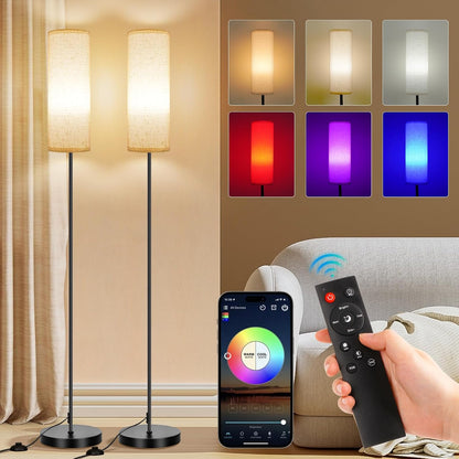 FRIDEKO HOME Floor Lamp, 9W 800LM Color Changing Smart Lamp with Music Sync, App & Remote Control, Adjustable Brightness & Color Temperature Standing Light for Living Room Bedroom Gaming, Beige Shade