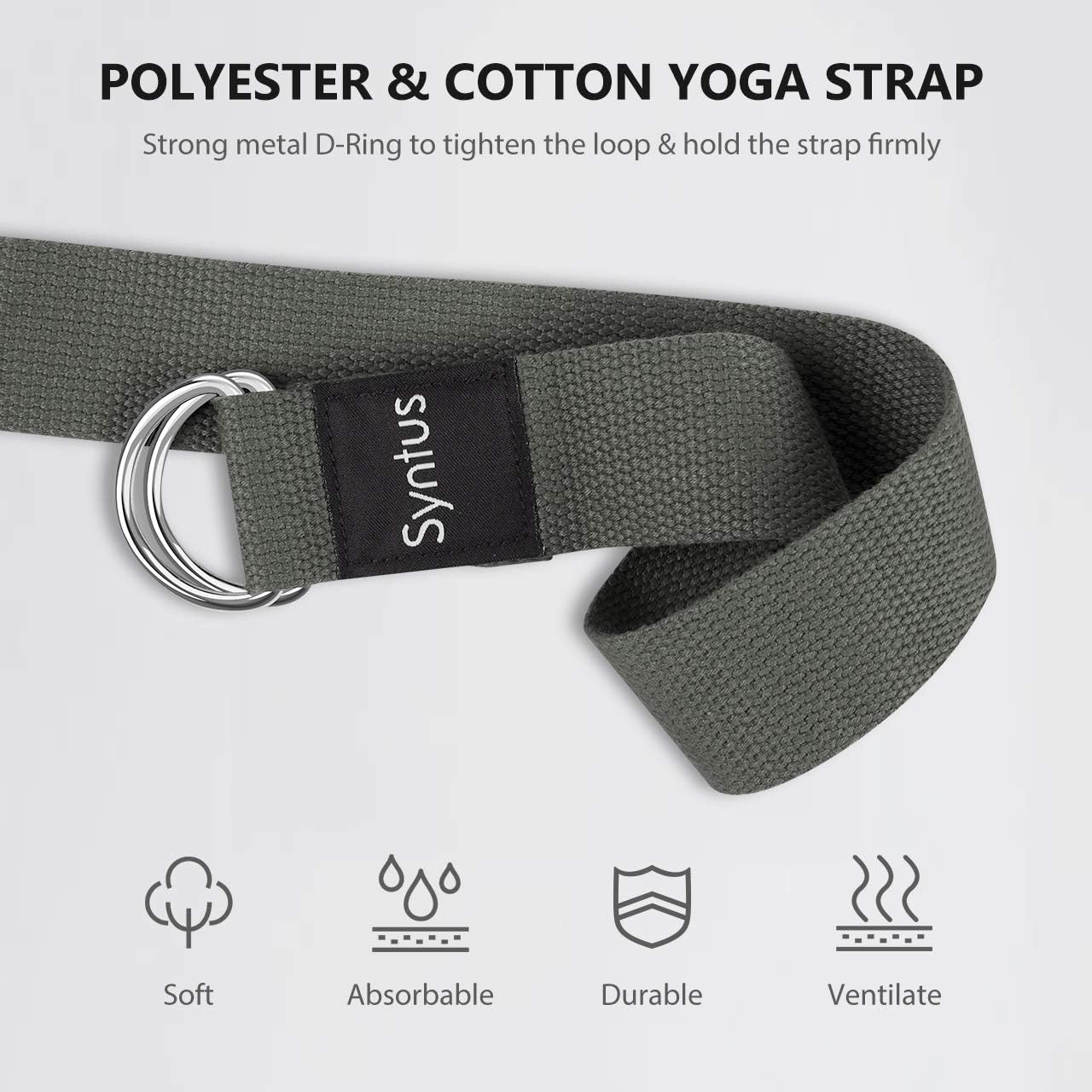 Syntus Yoga Block and Yoga Strap Set, Soft Non-Slip Yoga Blocks 9×6×4 inches, 8FT Metal D-Ring Strap for Yoga, General Fitness, Pilates, Stretching and Toning