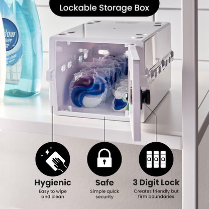 Lockabox Mini™ | Small Lock Box with Combination Lock (Half Letter Sized) | Mini Lockable Box for Small Medicines, Snacks & Mobile Phones | External Size 8.8 x 6.1 x 4.7 Inches (Crystal)