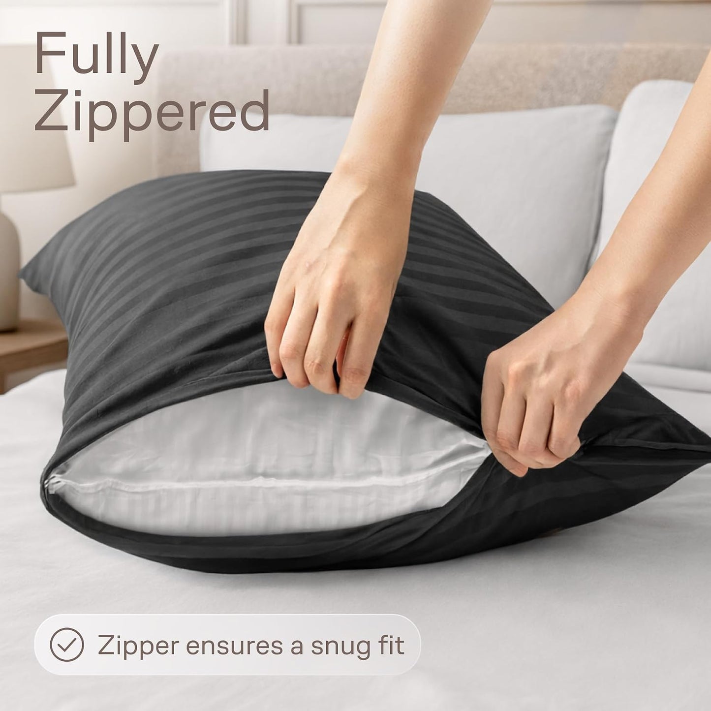 Ultra Soft Pillow Protectors with Zipper Standard Size - Set of 8 Breathable Pillow Covers - 100% Protection Against Stains, Dust & Dirt - Machine Washable (White)