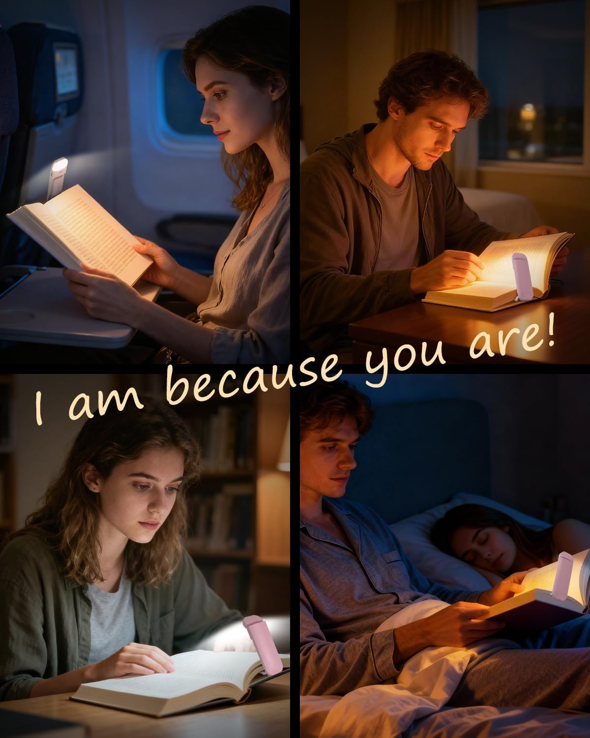 HEMONNKAM Book Reading Light, Rechargeable Clip on Booklight, Eye Caring 3 Color Temperatures & 5 Brightness Levels, Night Use for Bed, Long Lasting, Reading at Night in Bed, Purple