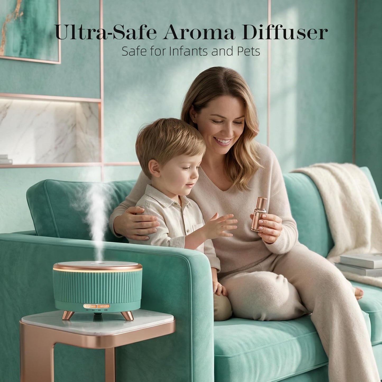 20-Hour Long-Lasting Aromatherapy, 500ML Large Essential Oil Diffuser: Ultrasonic Cool Mist Humidifier with Remote Control, 7 Color Lights, Timer, Auto-Off for Home/Bedroom/Yoga (White)