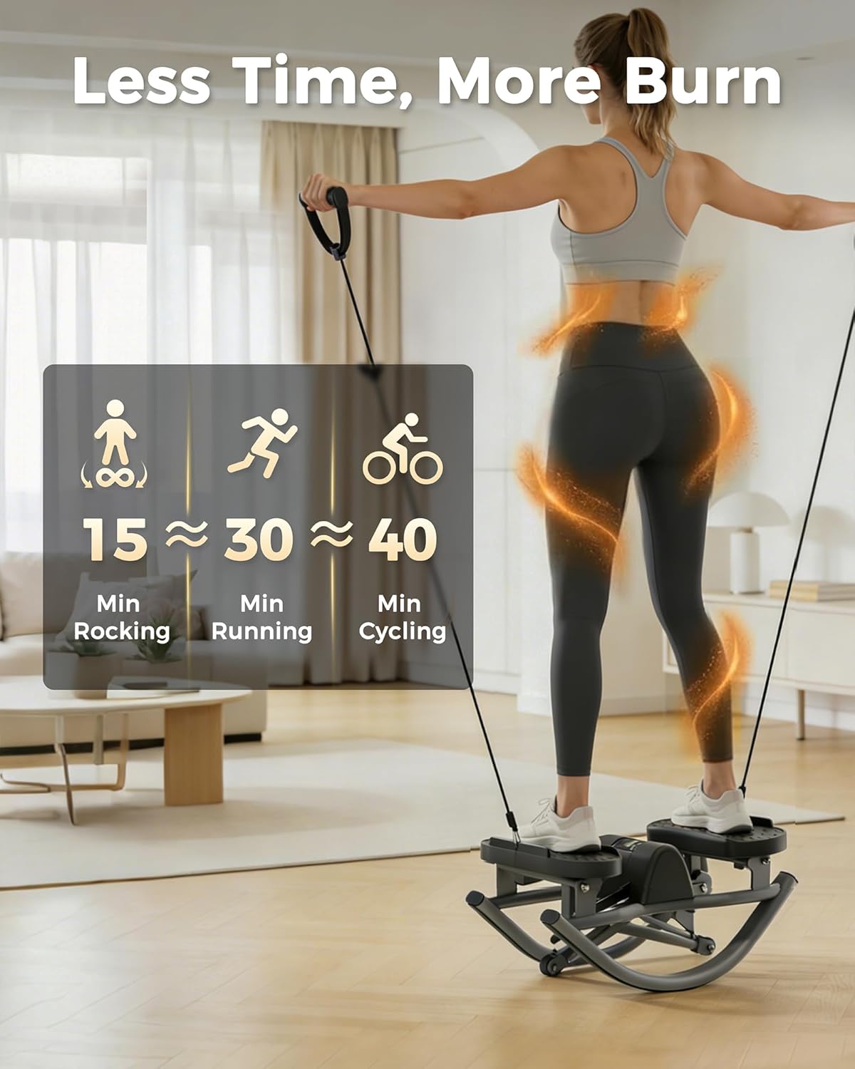 FineWay Upgraded Rock Stepper 2.0 for Exercise at Home, Rocking Stepper Side to Side, Low-Impact Knee-Friendly Exercise Machine with Resistance Bands, LCD Monitor & 330 LBS Capacity, Full Body Workout