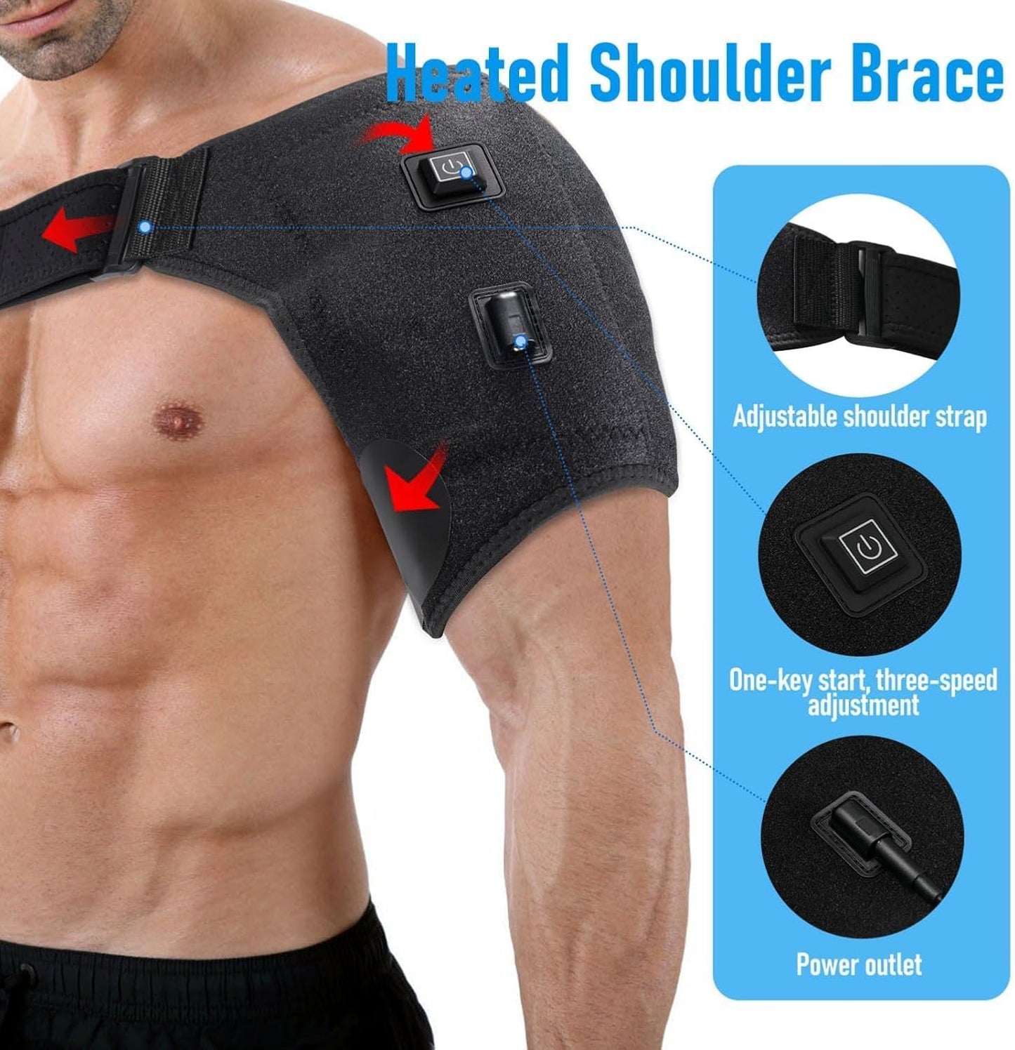 Shoulder-Heating-Pad-Heated-Wrap - 3 Heat Levels Heating Pad for Shoulder Pain for Men Women Frozen Shoulder Pain Relief