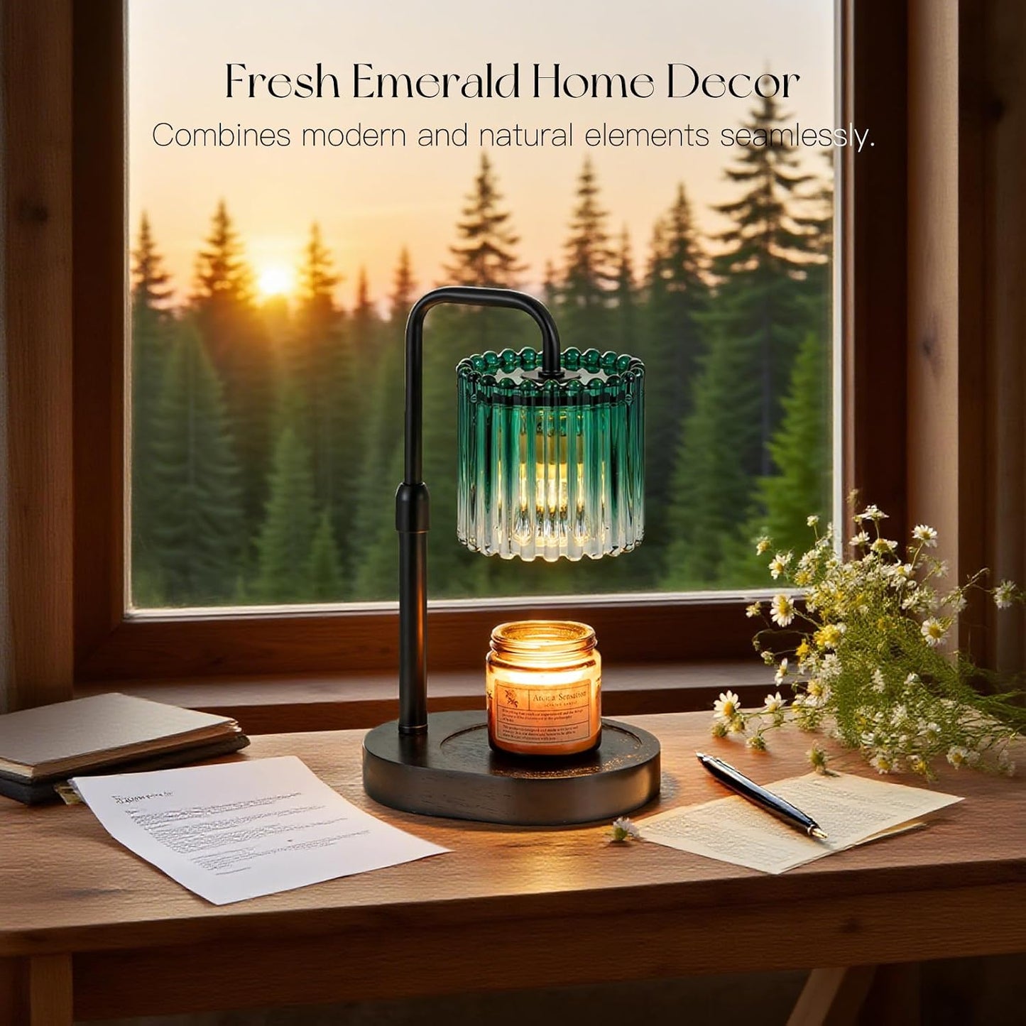 Candeldo Candle Warmer Lamp with Timer: Black Candle Warming Lamp Height Adjustable Wax Melt Warmer Dimmable Modern Farmhouse New Home Bedroom Decor Mothers Day Housewarming Gift for Women