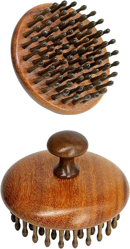 Wooden Scalp Massager for Hair Growth Support, Bamboo Scalp Massager Brush for Head Relaxation, Scalp Stimulation & Hair Oil Distribution, Natural Wooden Massager for Face and Body Care