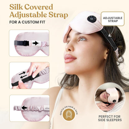 Silk Cordless Heated Eye Mask for Dry Eyes - Heating Warm Electric Mask Hot Moist Compress Heating Pad, Blepharitis, Chalazion, Stye - USB Rechargeable Sleep Mask - Pink