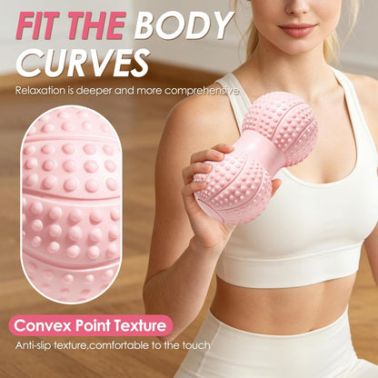 Hard Peanut Massage Ball - Dual Lacrosse Ball for Myofascial Release,Yoga & Deep Tissue Massage,Plantar Fasciitis and Acupoint Pressure Relief - Muscle Relaxer