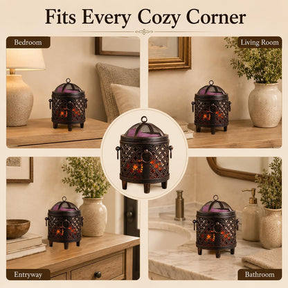 Dicimi Wax Melt Warmer,4-in-1 Electric Wax Melter,Oil Burner,Fireplace Wax Warmers, for Home Office Bedroom Aromatherapy Present and Decorations (Bronze, Fireplace Stove)