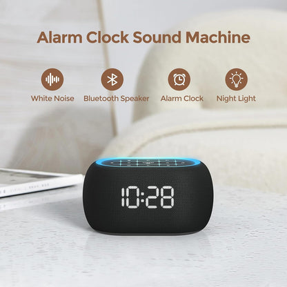ANJANK White Noise Sound Machine Alarm Clock with Bluetooth Speaker, 21 Relaxing Sounds, 7 Night Lights,0-100% Dimmer/Sleep Timer/30-Level Volume Control,Sound Machine for Kids Adults Sleeping,Bedroom