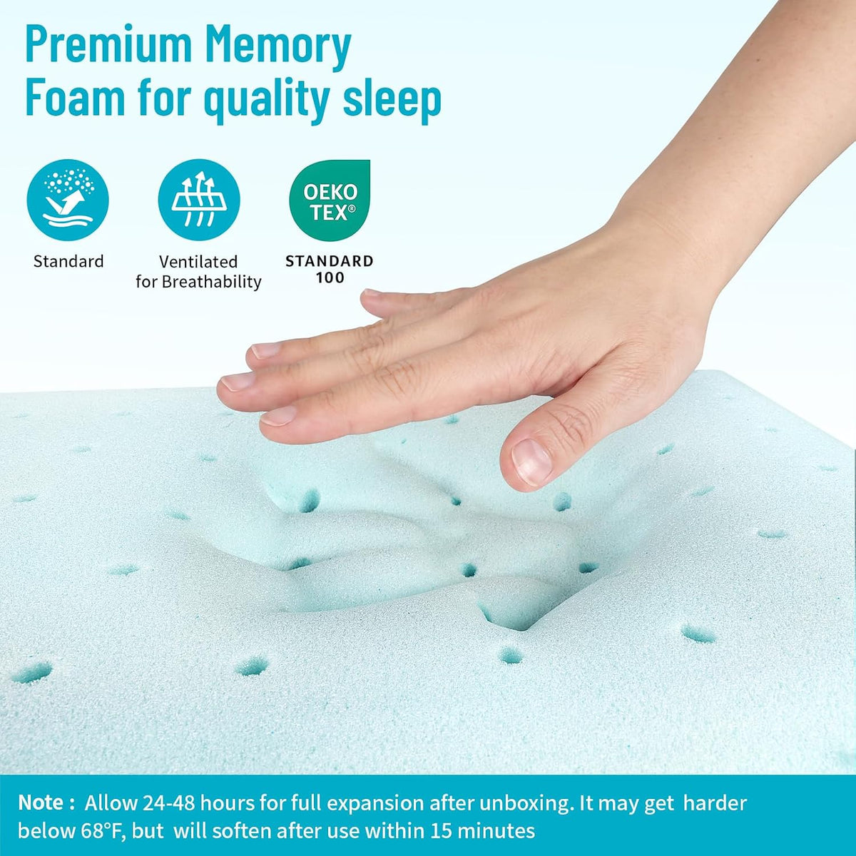 CushyOasis Memory Foam Pillows for Sleeping, Firm Bed Pillow, Standard Size