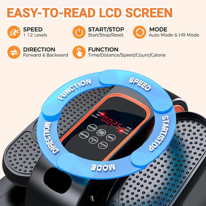 Under Desk Elliptical, Elliptical Leg Exerciser for Seniors, Home Portable Elliptical with Remote Control and 12 Adjustable Speeds, Electric Seated Pedal Exerciser