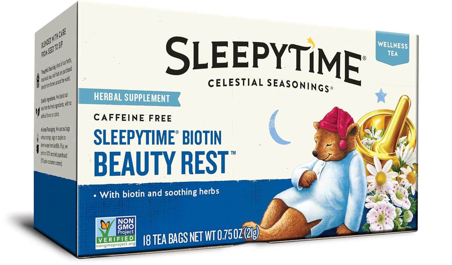 Celestial Seasonings Sleepytime Tea Plus Melatonin, Caffeine Free, Celestial Seasonings Herbal Tea, 18 Bag Box