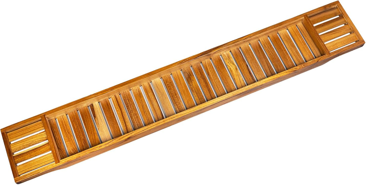 VaeFae Teak Bathtub Tray, Wooden Bath Caddy for Bathtub, Bath Tub Wood Table for Tub