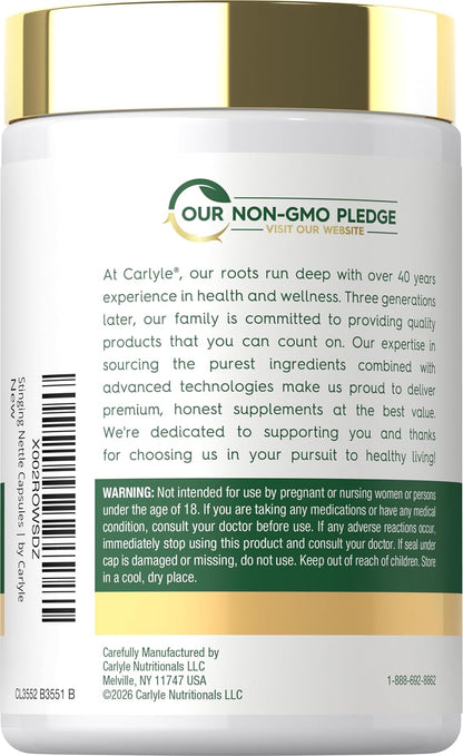 Carlyle Stinging Nettle Leaf Extract Supplement | 300 Capsules
