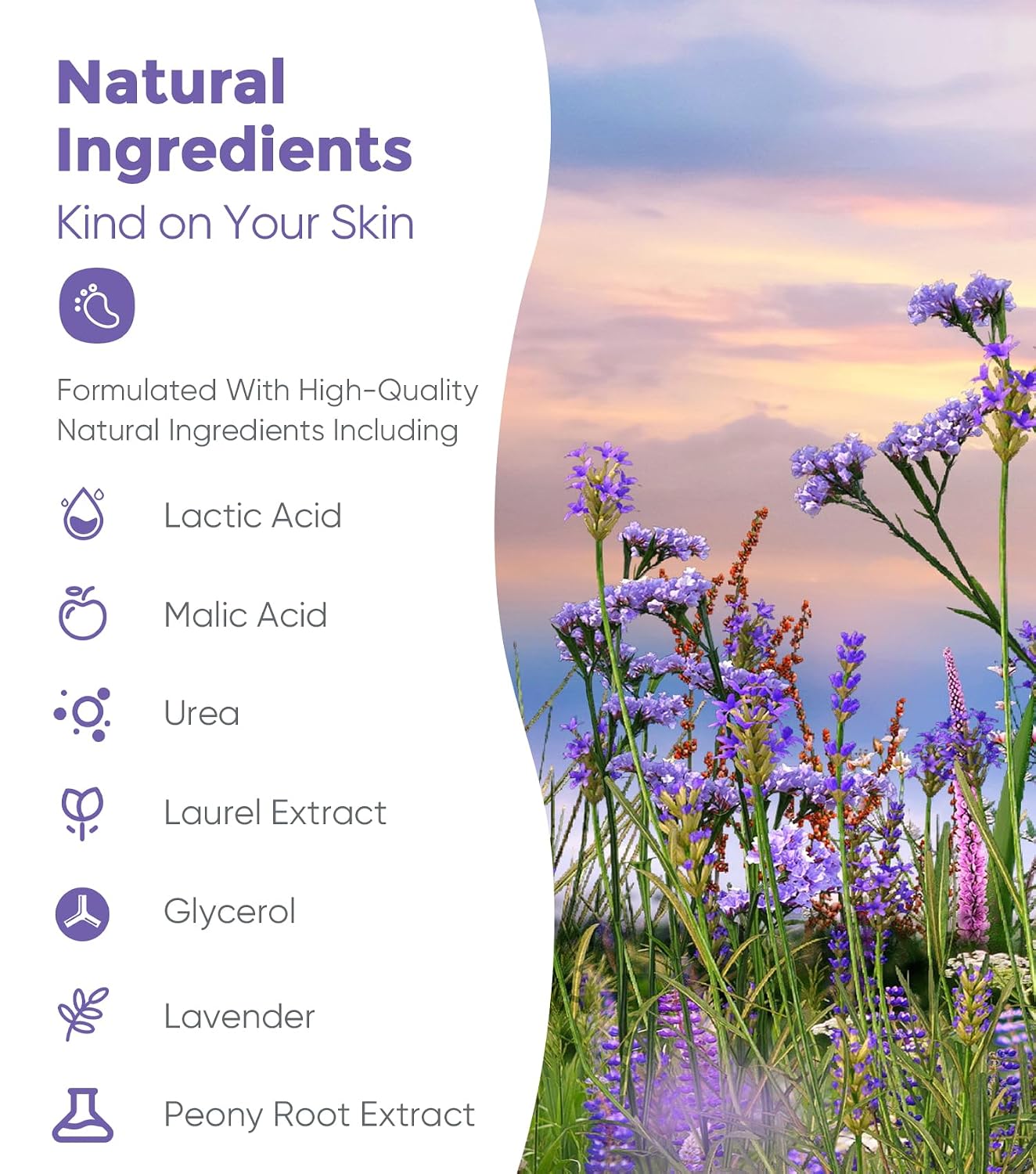 Foot Peel Mask, Lavender Foot Mask Natural Exfoliator for Dry Dead Skin, Callus, Peeling Foot Mask Repairs Heels & Removes Cracked Feet & Rough Heels Enjoy Baby Soft Smooth Feet