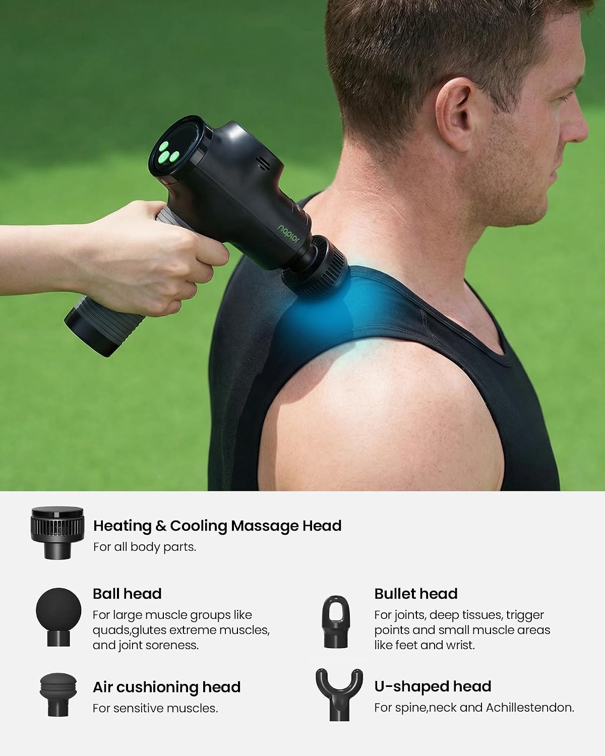 Massage Gun with Heat and Cold - [2026 Upgraded] Deep Tissue Percussion Massager, FSA Eligible Quiet Powerful Massager Gun for Pain Relief, LED Display, 5 Speeds, Carrying Case, HSA Approved
