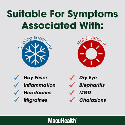 MacuHealth MacuMask - Moist Heat Eye Compress for Dry Eyes, Blepharitis, MGD & Digital Eye Strain, Adjustable Strap, SterilEyes Technology, Microwave & Freezer Safe, Hot or Cold Compress (Premium)