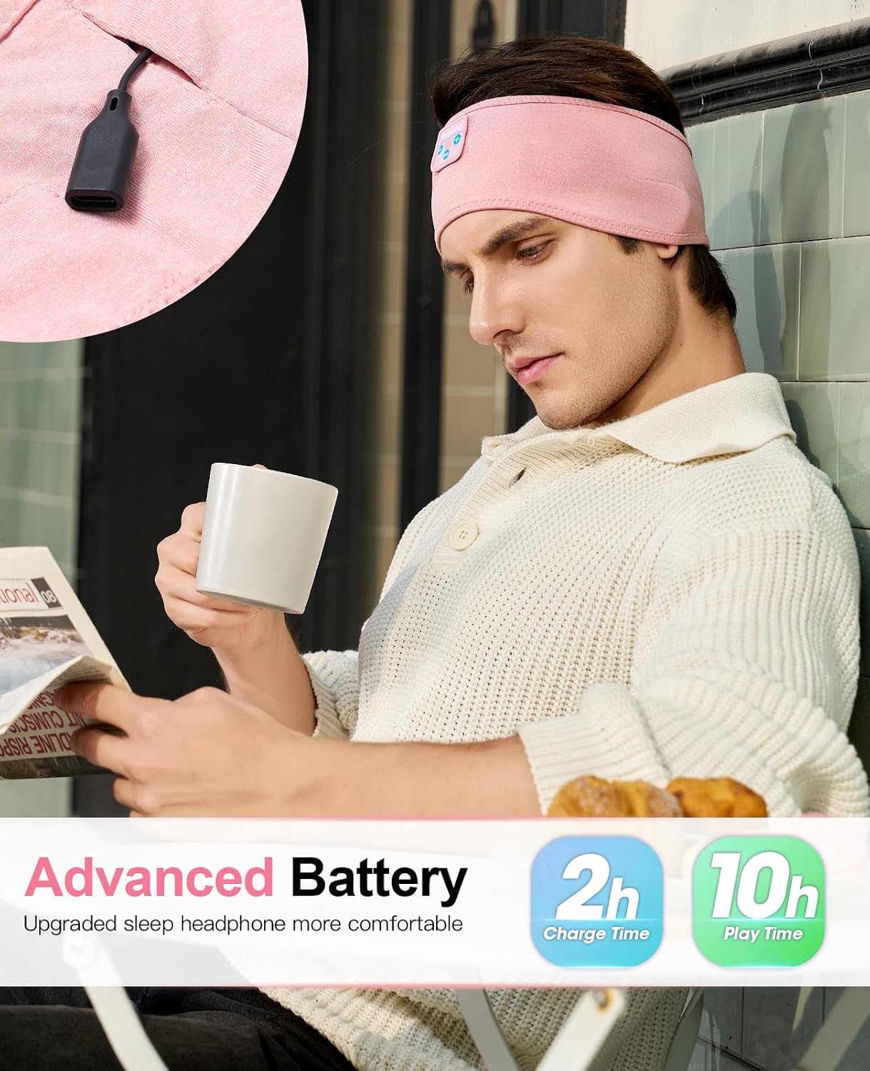 Perytong Sleep Headphones Wireless, Bluetooth Sports Headband Headphones with Ultra-Thin HD Stereo Speakers Perfect for Sleeping,Workout,Jogging,Yoga,Insomnia, Air Travel, Meditation (Grey)