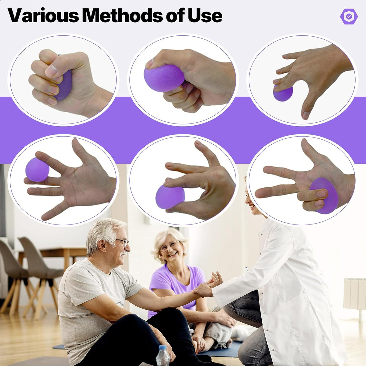 Stress Balls for Adults, Hand Exersicers for Strength, Squeeze Balls for Hand Therapy, Hand Exersice Balls for Hand, Finger and Wrist Training with Carrying Bag