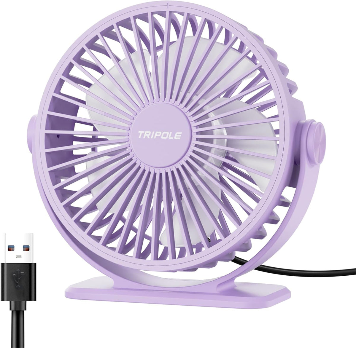TriPole USB Desk Fan Small Portable, 360° Rotation Quiet Mini Personal Fan