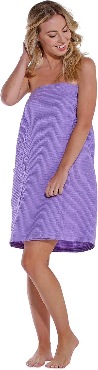 Turquaz Lightweight Knee Length Waffle Robes For Women Spa Bath Waffle