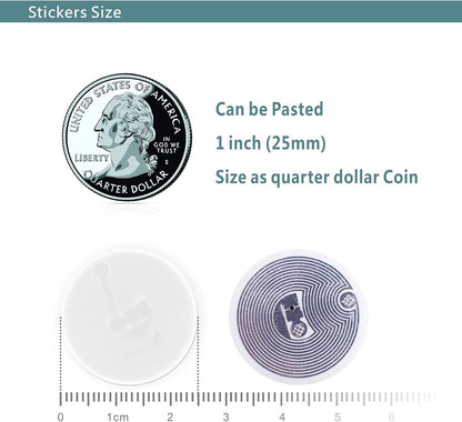 NFC Stickers NFC Tags Sticker NTAG215 NFC Rewritable Black Tags NFC 215 RFID Sticker (25mm) Programmable NFC Tag 504 Bytes Compatible with iPhone and All Other NFC Enabled Devices