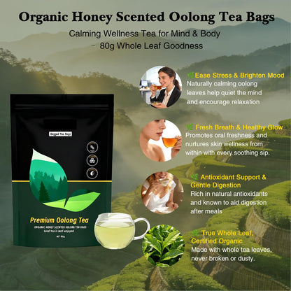 Organic Whole Leaf Oolong Tea Bags | Calming & Relaxing Tea for Daily Stress Relief, Cortisol Balance & Digestive Ease | 20 Bags of Premium Loose Leaf Style Tea | Vegan, Non-GMO | Perfect for Morning Focus & Evening Unwind