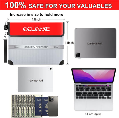 COLCASE Fireproof Document Bag 5200℉ Heat Insulated Waterproof Fireproof