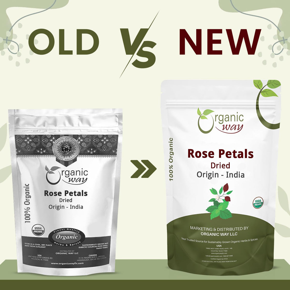 Organic Way Rose Petals Dried - Herbal Tea - 100% Raw from India (8 Oz)
