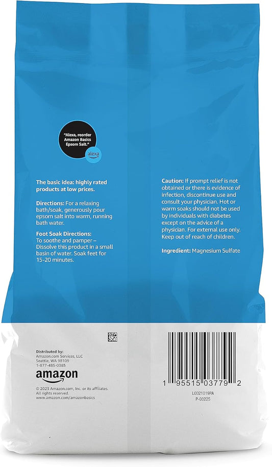 Amazon Basics Epsom Salt Soaking Aid, Lavender Scented, Relax & Relief, Resealable, 3 Pound, 1-Pack (Previously Solimo)