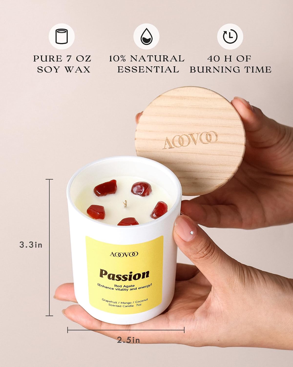 AOOVOO Calm Candles Set for Women - 4 Pack Candles for Home Scented, 28 oz 200 Hour Burn, Aromatherapy Candle with Crystals, Lavender Calm/Jasmine Serenity/Water Lily Pear Harmony/Patchouli Balance