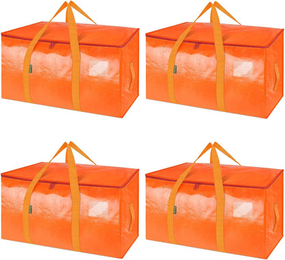 BALEINE Oversized Moving Bags with Reinforced Handles, Heavy-Duty Storage Tote for Clothes, Moving Supplies (Clear)