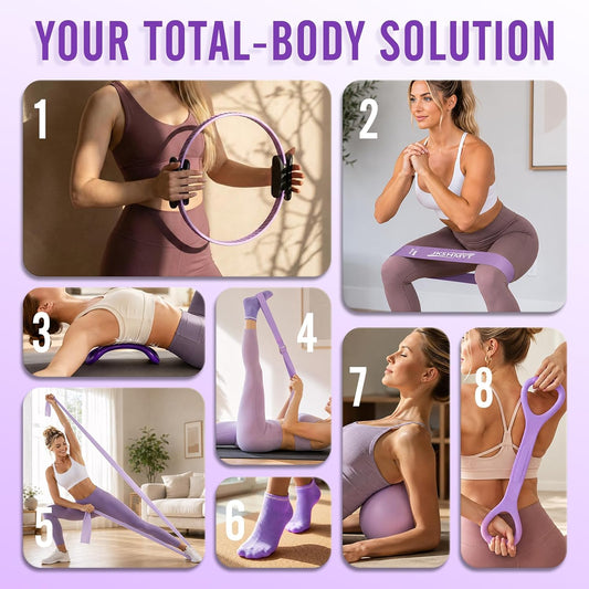 JKSHMYT Pilates Kit, Pilates Ring and Equipment for Home Workouts Set