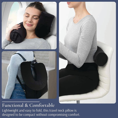 Brookstone Free Form Travel Pillow - Lightweight Flexible Memory Foam Travel Neck Pillow for Sleeping, Car, Airplane & Travel Support, Blue