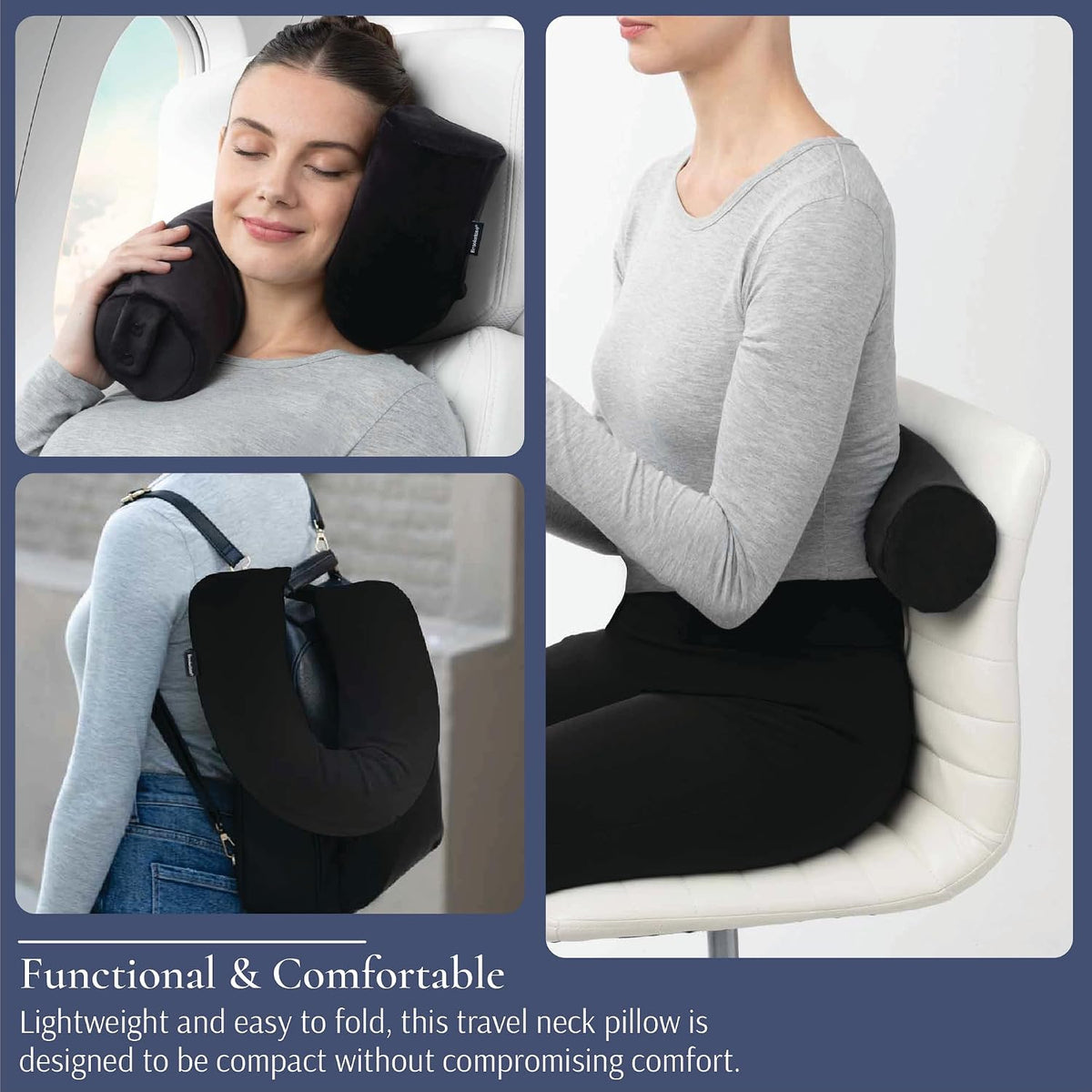 Brookstone Free Form Travel Pillow Lightweight Flexible Memory Foam Pillow