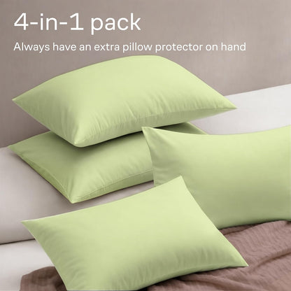 Ultra Soft Pillow Protectors with Zipper Standard Size - Set of 8 Breathable Pillow Covers - 100% Protection Against Stains, Dust & Dirt - Machine Washable (White)