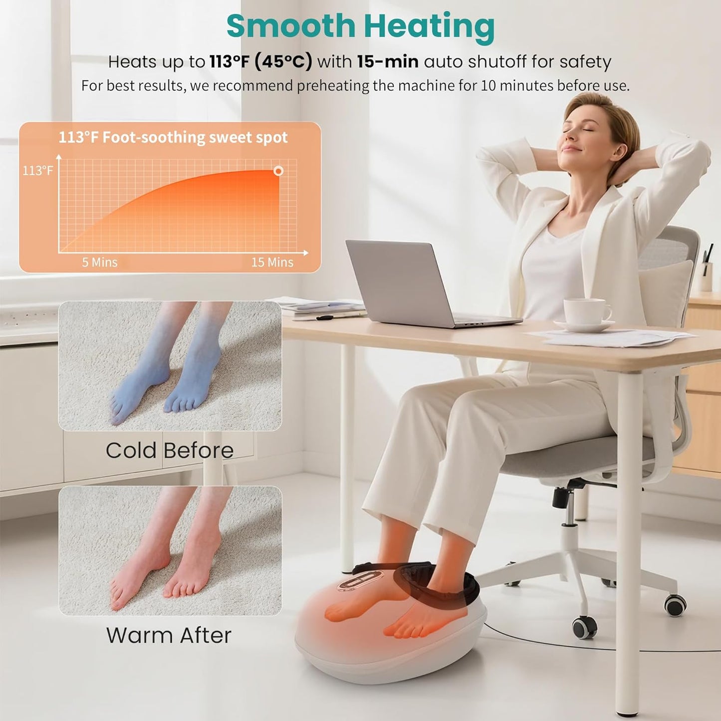 Nekteck Shiatsu Foot Massager with Heat [2026 Upgraded], 3 Modes Deep Kneading Therapy Air Compression, Feet Massage for Plantar Fasciitis, Relaxation Gifts for Men Women Mom Dad Birthday