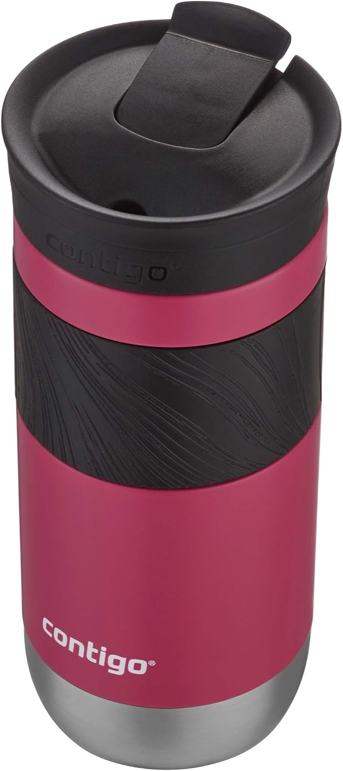 Contigo SNAPSEAL Insulated Stainless Steel Travel Mug with Grip 20oz. Blue Corn Transparent Satin & Midnight Berry