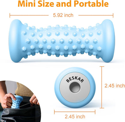 BESKAR Foot Massager Roller for Plantar Fasciitis Relief, Portable, Deep Tissue Muscle Massage, Foot Arch and Heel Pain, Reflexology Tool