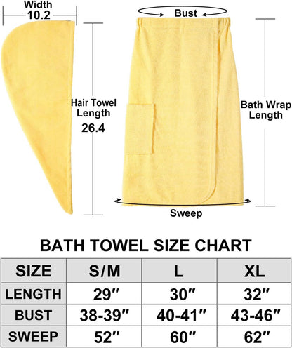 Kniffi Women's Spa Wrap & Hair Towel Body Wrap Adjustable Closure Bathrobe