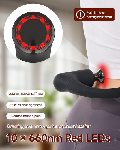 Upgraded 2-in-1 Massage Gun with Heat, Pain Relief Deep Tissue Back and Neck Massager with Extension Handle, Handheld Muscle Massage Gun for Back, Shoulder, Arm,Thigh, FSA-HSA Eligible