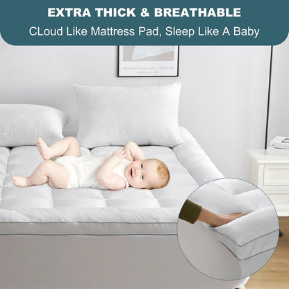 UNILIBRA Queen Mattress Protector Waterproof, Deep Pocket Mattress Pad Cover Fits to 6''-21'', Breathable Hollow Cotton Filling Quilted Mattress Protector for Queen Size