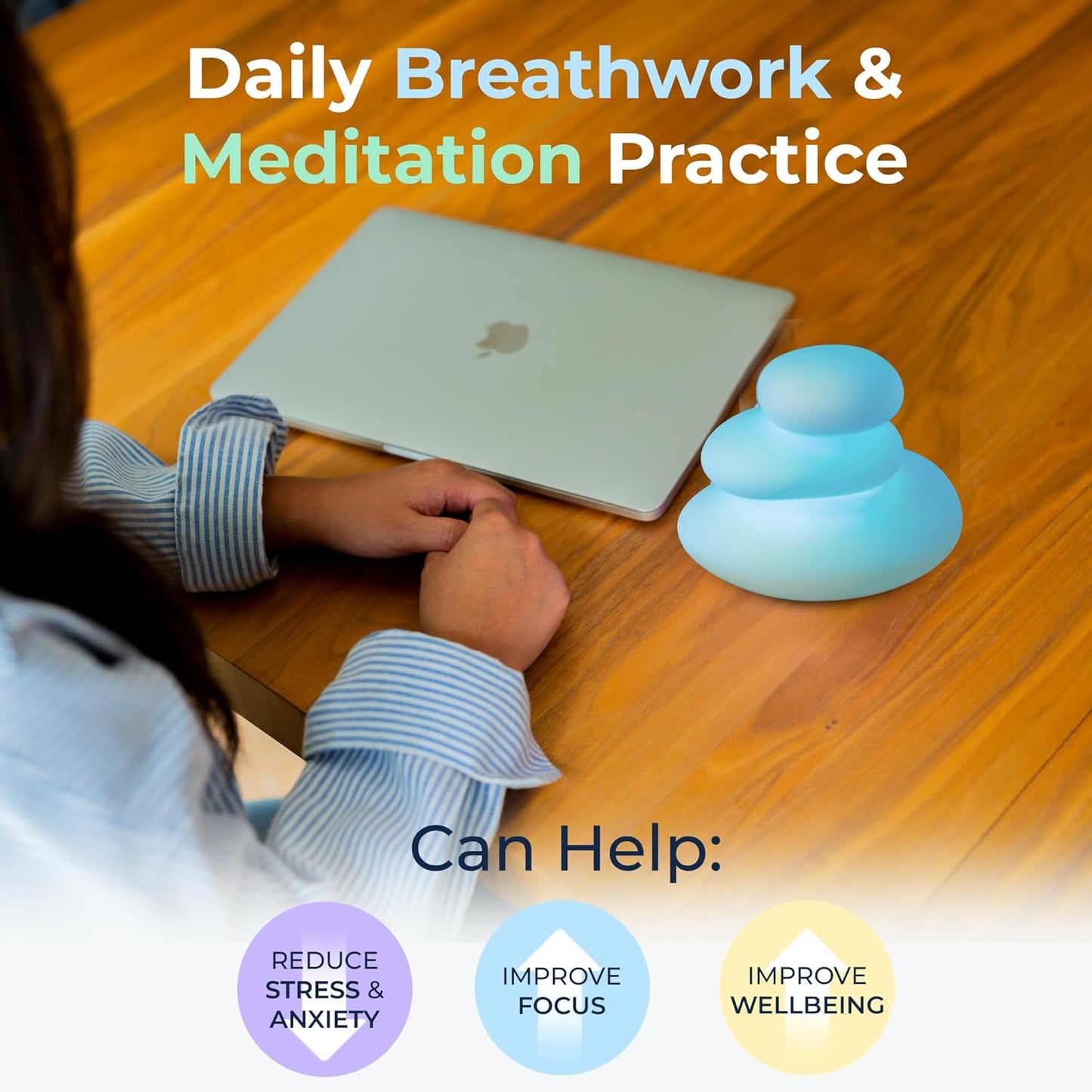 Mindsight 'Original Breathing Buddha' Guided Visual Meditation | 3 Modes to Slow Your Breathing & Calm Your Mind | Stress & Anxiety Relief | Wellness Gift | Adults, Kids, Classrooms | USB Rechargeable