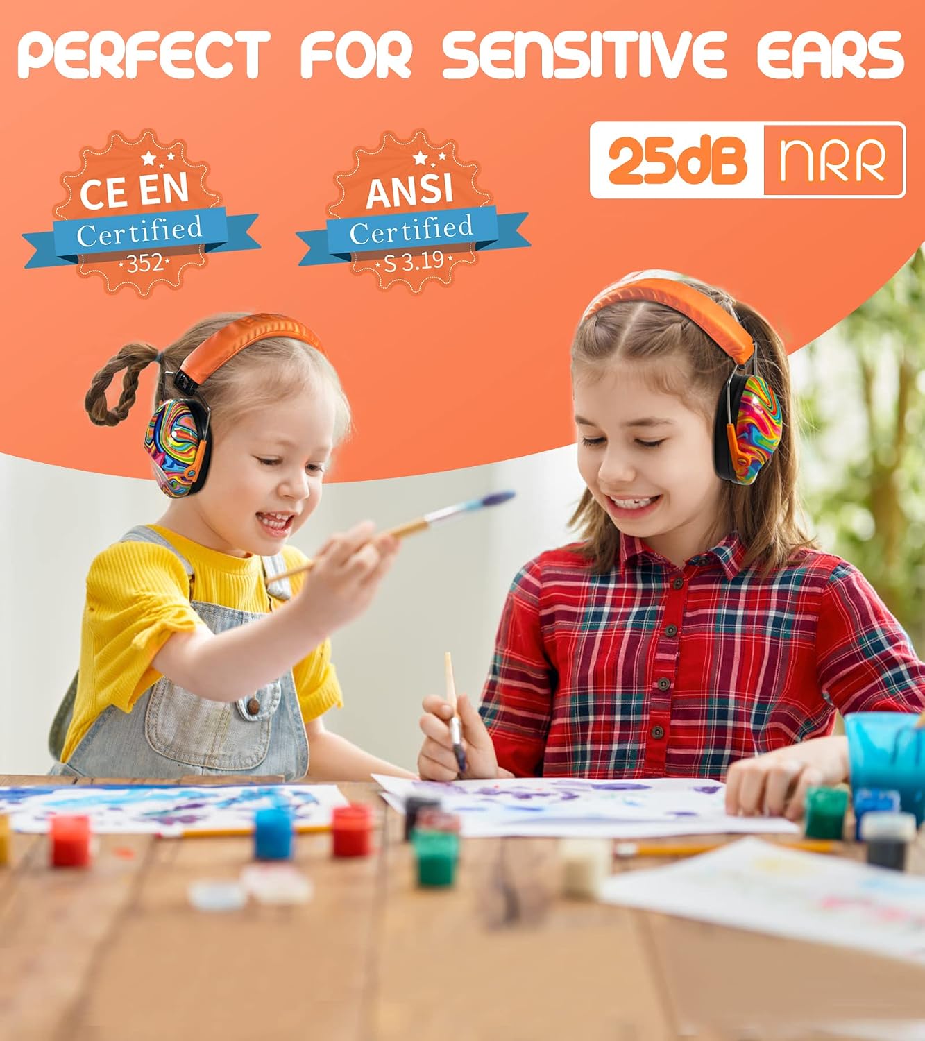 PROHEAR 032 Kids Ear Protection – Ear Muffs for Noise Reduction, 25NRR Noise Cancelling Headphones for Kids,Toddlers, Autism, Sensory Use, Hearing Protection – Orange